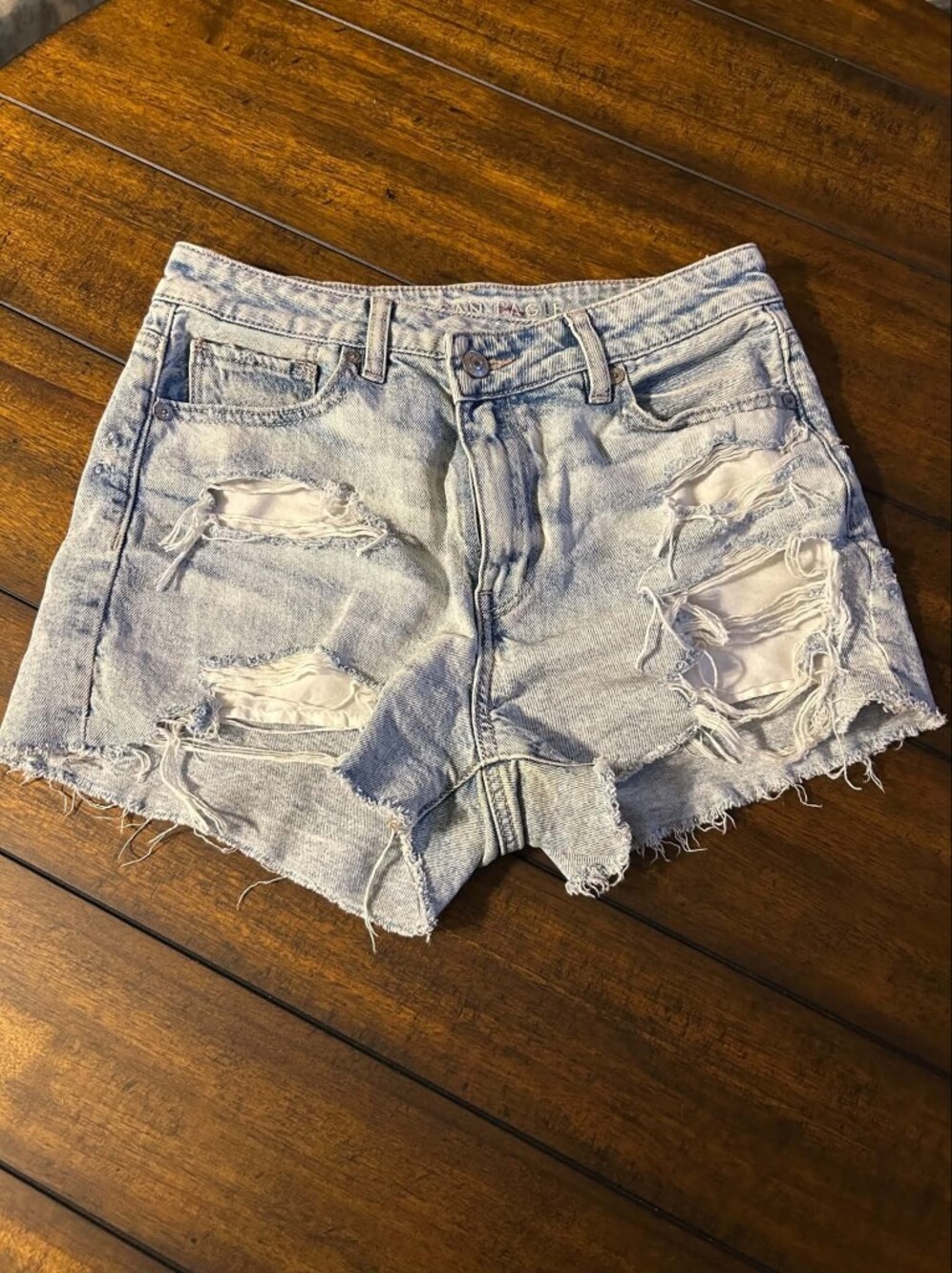 American Eagle Outfitters Light Wash Distressed Denim Shorts